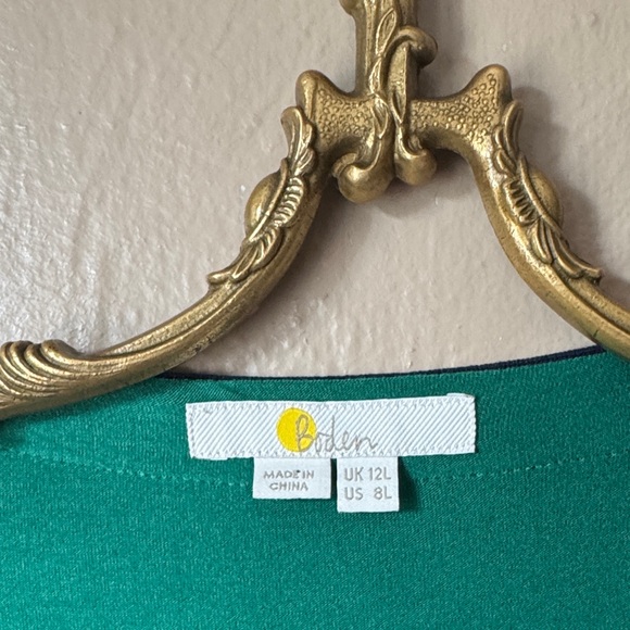 Boden Cara Green Wrap Dress with Striped Trim - Picture 3 of 6